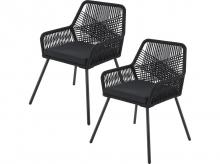 Zahradní židle 51531, 2 ks, stylové židle s proutěným výpletem a polštáři, 61 x 57 x 86 cm