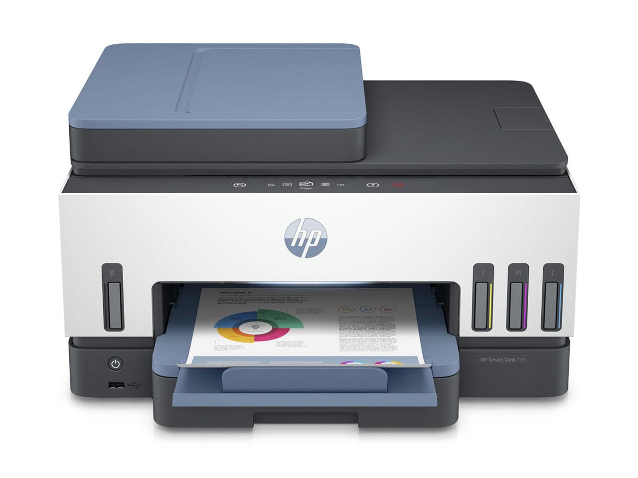 Multifunkční inkoustová barevná tiskárna HP smart tank 795, 4800 x 1200 DPI, bílomodrá