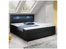 Čalouněná postel Montana 29046, umělá kůže, rám postele s pružinovou matrací, topperem a LED osvětlením, 120 x 200 cm