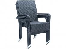 Zahradní židle Yoro 51523, polyratanová, stohovatelné a s područkami, 4 ks, 90 x 60 x 56 cm
