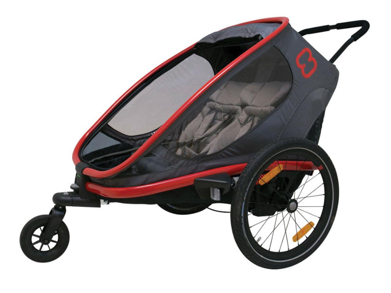 Cyklistický vozík HAMAX Outback 2v1, šedá/červená/černá