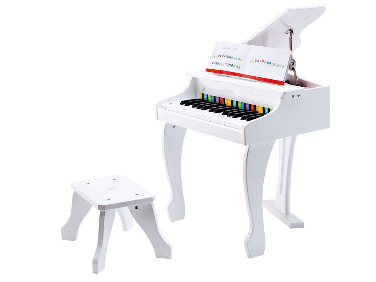 Dětské piano se stoličkou HAPE Deluxe, 50 x 60 x 52 cm, bílé