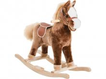 Houpací kůň 330-091, houpací zvířátko, plyšová hračka, hnědý, 74 x 33 x 62 cm