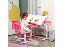 Set dětského stolu a židle HOMCOM 312-059PK, růžová/bílá
