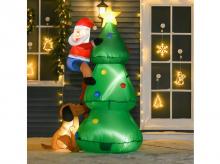 Nafukovací vánoční stromeček 844-371V90, se Santou a pejskem, LED, samonafukovací, 180 cm