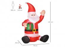 Nafukovací vánoční dekorace 844-166, Santa Claus, LED, odolná, IP44, polyester, červená, 70 x 50 x 120 cm