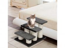 Schody pro domácí mazlíčky D30-016, schody pro kočky a psy, plyšové, tmavě šedé, 45 x 35 x 34 cm