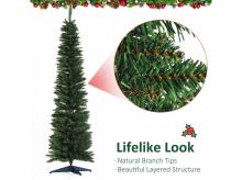 Umělý vánoční stromek 830-182, tenký, s 390 realistickými hroty větví, plastovým stojánkem, zelený