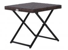 Zahradní stůl 867-034, polyratanový odkládací stolek, skládací stůl, kovový, hnědý
