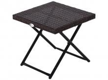 Zahradní stůl 867-034, polyratanový odkládací stolek, skládací stůl, kovový, hnědý