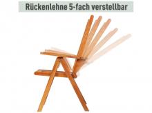 Zahradní židle 84B-312, skládací, nastavitelné v 5 směrech, olejované, akátové dřevo, 64 x 55 x 110 cm