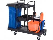 Úklidový vozík 720-008, 2 kbelíky, 18 l, 4 kolečka s hladkým chodem, PP, nosnost 25 kg