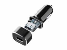 Set USB autonabíječky a USB-C kabelu CELLULARLINE Tetra Force 18W, Qualcomm Quick Charge 3.0, černý
