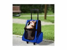 Přepravní taška D1-0011, s vozíkem a teleskopickou rukojetí, taška na kolečka ke kočárku, modrá