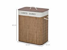 Prádelní koš 850-144BN, box na prádlo, s pratelným pytlem, vyjímatelný, bambusový, hnědý 