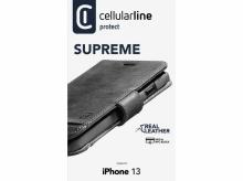 Prémiové kožené pouzdro CELLULARLINE iPhone 13 - černé