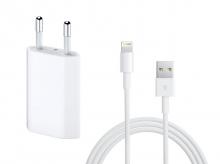 Nabíjecí sada pro Apple iPhone, iPad, adapter + kabel Lightning, 1m, bilý