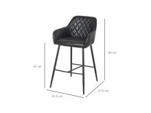 Sada 2 barových židlí 835-250, s podnožkou, s opěrkou, industriální design, černé