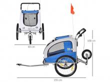 Cyklistický vozík pro psy 5663-1291, přívěs na kolo, 2v1, kočárek pro mazlíčky, se stříškou a úložnými kapsami, modrý