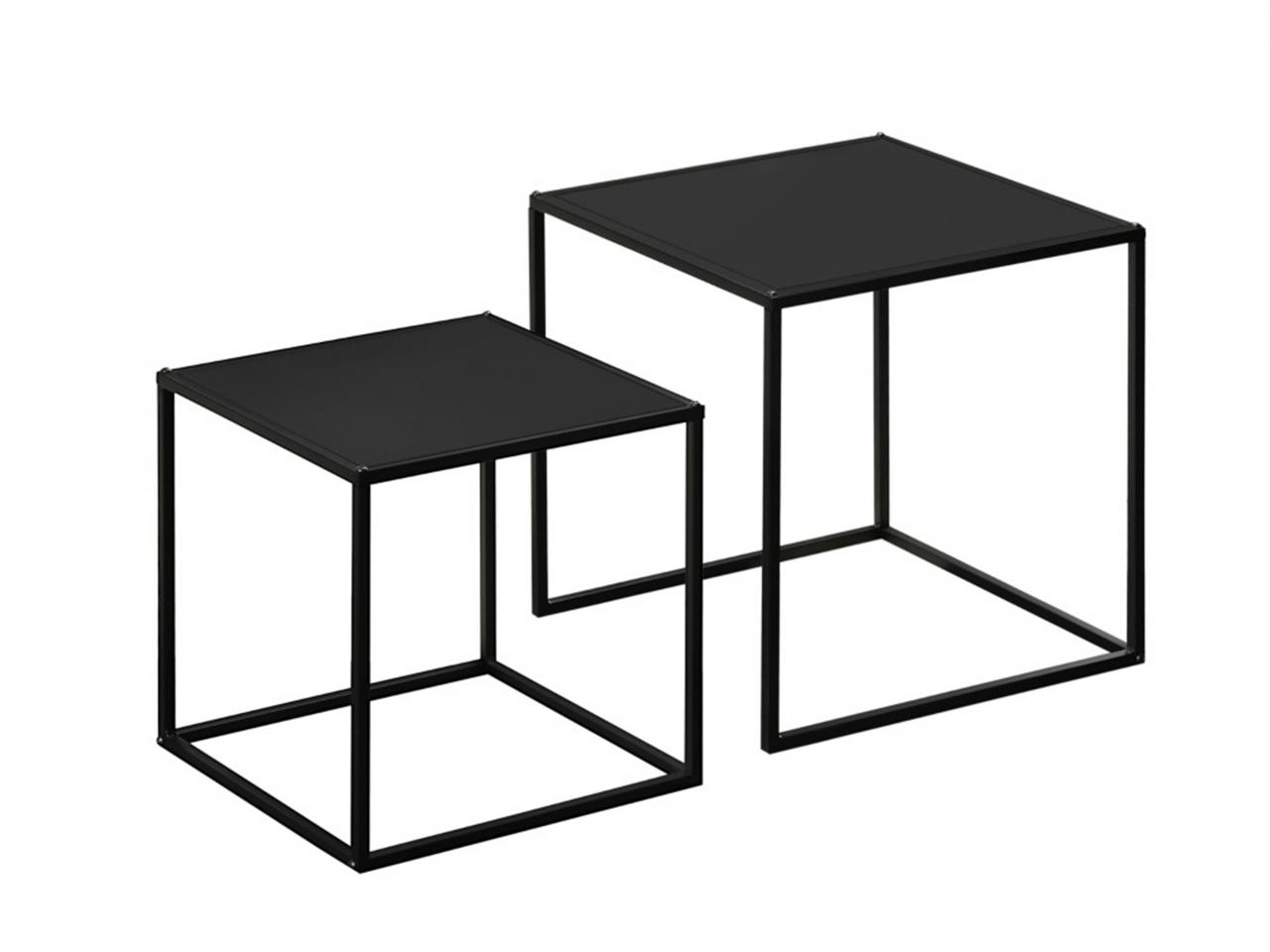 Odkládací stolky 839-563V00BK, konferenční stolek, skládací stolek, sada 2 ks, moderní design, ocelový rám, černý