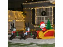 Nafukovací vánoční dekorace 844-012, Santa Claus, se sáněmi a soby, 3 LED, IP 44, 210 x 80 x 120 cm