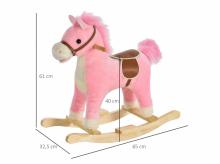 Dětský houpací kůň 330-109PK, se zvuky, od 36-72 měsíců, plyš, růžový
