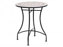 Zahradní stůl 84B-254, mozaikový stůl, balkonový stůl, odkládací stolek, servírovací stůl, kulatý, ocelový