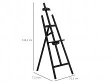 Malířský stojan 914-020V01BK, skládací, nastavitelný, borové dřevo, černý, 51,5 x 71,5 x 134,5 cm