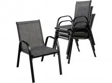 Sada zahradních židlí NP10506, stohovatelné, do 120 kg, 4 ks, šedé