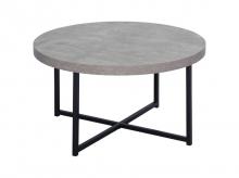 Konferenční stolek 839-147GY, odkládací stolek, kulatý, cementový vzhled, černý kovový rám, 80 x 80 x 45 cm