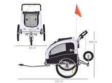 Cyklistický vozík/kočárek pro psy PAWHUT 5663-1290, bílo-černý