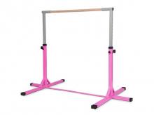 Gymnastická tyč COSTWAY SP371169, cvičební náčiní, výškově nastavitelná, nosnost až 100 kg, domácí trénink, růžová, 203 x 152 x 150 cm