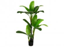 Umělá rostlina COSTWAY HZ10100 s pevným květináčem, pokojová rostlina, tropická palma, 18 listů, 150 cm