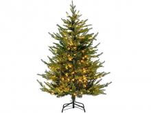 Umělý vánoční stromek COSTWAY CM24315DE, 136 cm, se světly, sklopný vánoční stromeček s 8 režimy osvětlení, 180 teplých bílých LED světel
