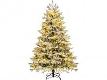 Umělý vánoční stromek COSTWAY CM24322DE, se sněhem a světly, 180 cm jedle, s 350 teplými bílými LED světly