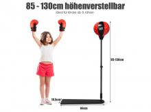 Dětský boxerský stojan TY579434, 85-130 cm výškově nastavitelný, volně stojící boxerský míč, dětská boxerská sada