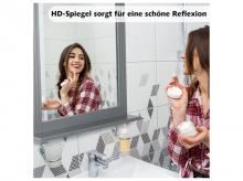 Koupelnové zrcadlo HW61553GR s poličkou, obdélníkové koupelnové zrcadlo, nástěnné zrcadlo, šedé, 68,5 x 57 x 12 cm