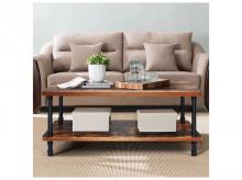 Konferenční stolek HW65713, rustikální styl, úložná police, dřevěný, hnědý, 110 x 60 x 45 cm