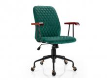 Kancelářská židle CB10349GN, nastavitelná, otočná, sametová, čalouněná, retro