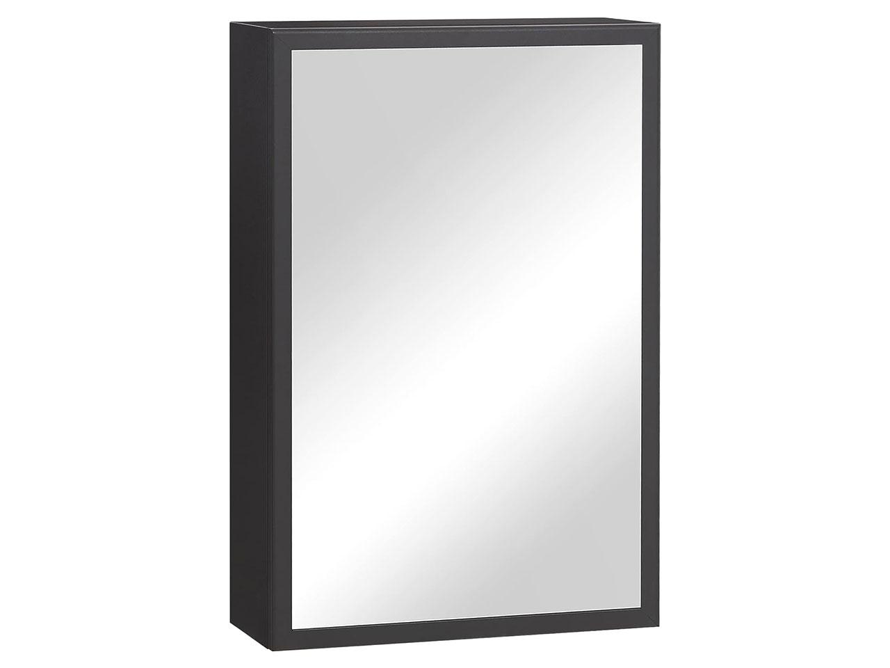 Zrcadlová koupelná skříňka 834-552V00BK, závěsná skříňka, nástěnná skříňka, z ušlechtilé oceli, černá, 40 x 15 x 60 cm