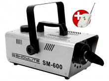 Sněžný stroj SHOWLITE SM-600, 600 W, s dálkovým ovládáním, bez zahřívání, objem nádrže 1 l, stříbrný