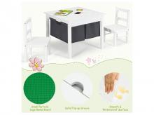 Dětský stůl a židle HW68590WH, stolní souprava, s úložným prostorem