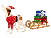 Vánoční psí sáně a dárkové krabičky CM24279, se 170 světly