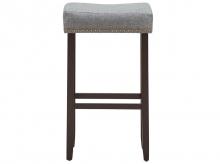 Barové židle HW66194GR, 2 ks, sedlová barová stolička, komfortní tkanina