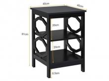 Noční stolek HW65690BK-2, 3 úrovně, rozkládací, černý, 40 x 40 x 61 cm