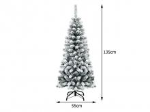 Umělý vánoční stromek CM22871, 135 cm, zasněžený, skládací, borovice, s prémiovými PVC jehlami