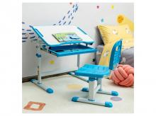 Dětský stůl a židle HW67623BL, naklápěcí povrch, odolná konstrukce a bezpečný materiál, 66,5 x 50 x 52-77 cm