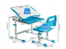 Dětský stůl a židle HW67623BL, naklápěcí povrch, odolná konstrukce a bezpečný materiál, 66,5 x 50 x 52-77 cm