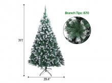 Umělý vánoční stromek CM22068, 220 cm, se sněhem, neosvětlený, s kovovým stojanem