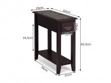 Konferenční stolek HW63091CF-2, sada 2 ks, 2 patrový, se zásuvkou a spodní policí, hnědý, 60 x 25 x 60,5 cm